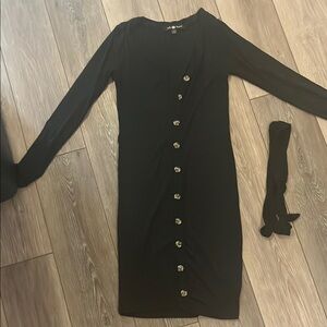 Elegant Black Button-Down Dress